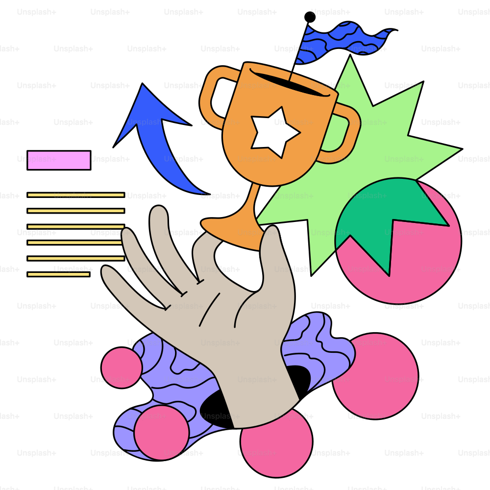 A hand holds a trophy, symbolizing success.