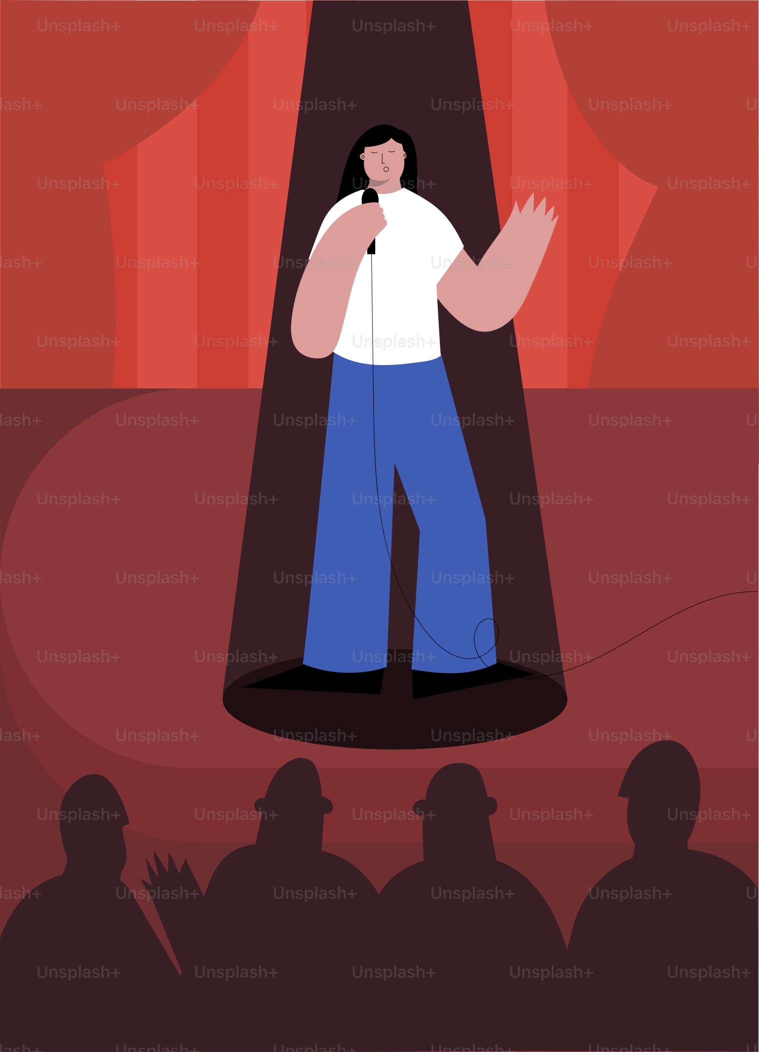 Ein Komiker tritt auf der Bühne auf.