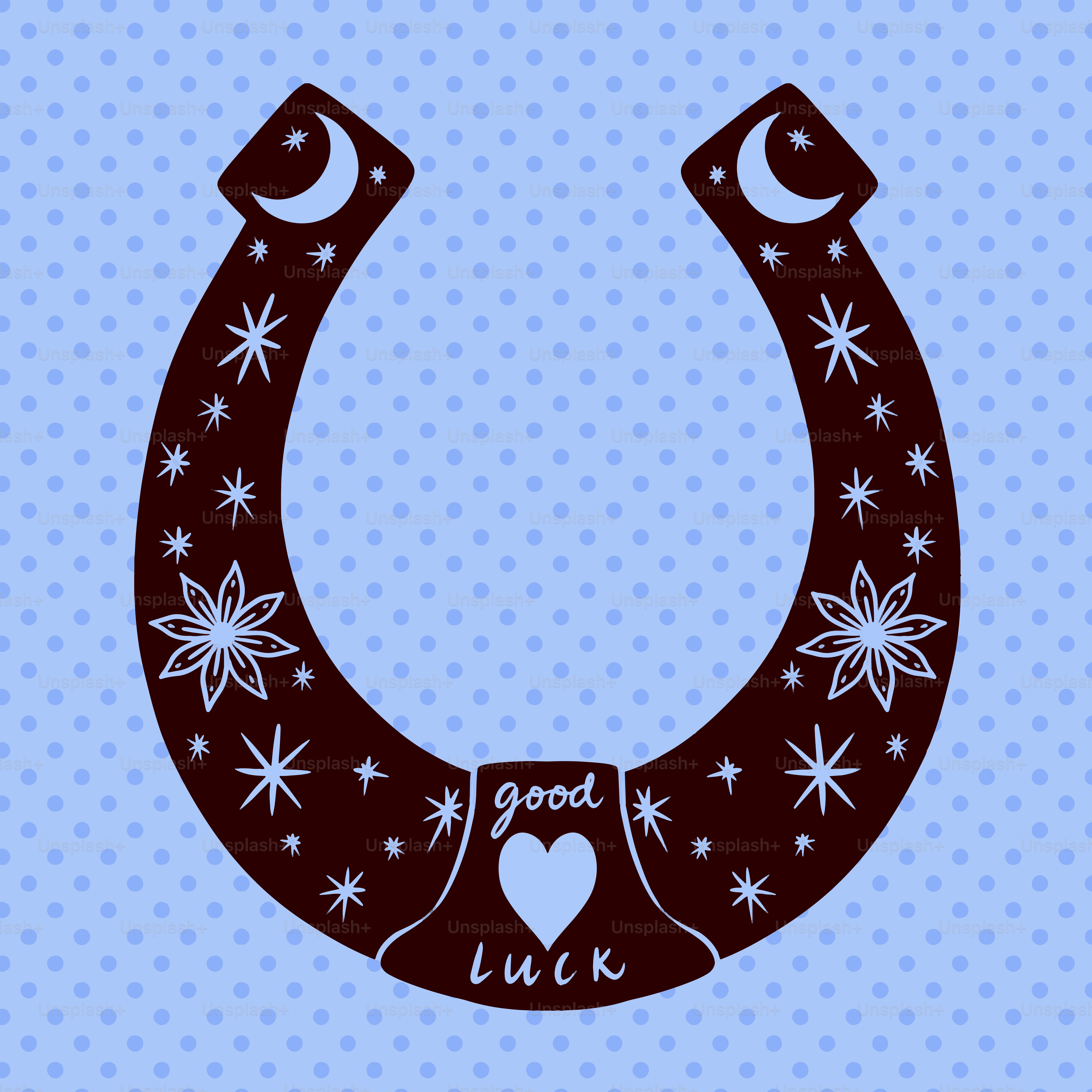 A decorative horseshoe with "good luck" written on it.