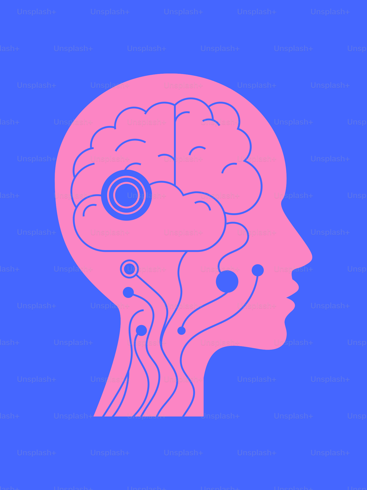 Ai brain connected to a cloud system.