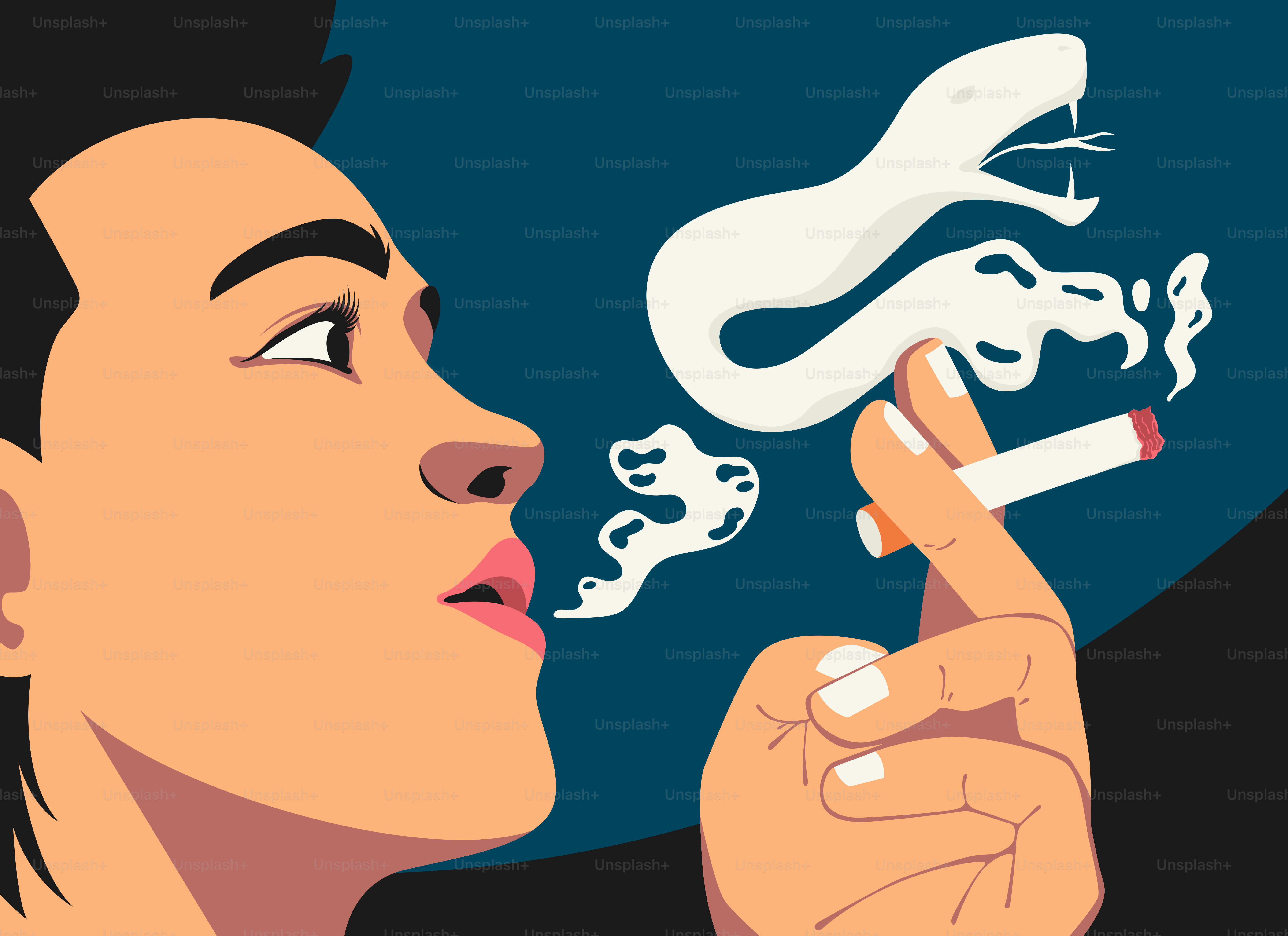 snake smoking a cigarette Smoking a cigarette creates a snake-shaped cloud. vector – Illustration  Image on Unsplash