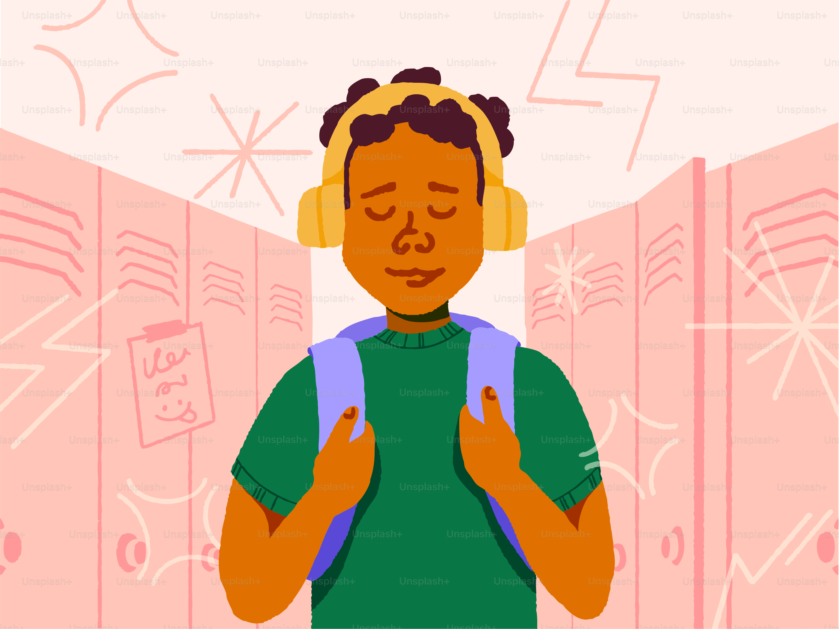 Ein Kind hört Musik im Flur.