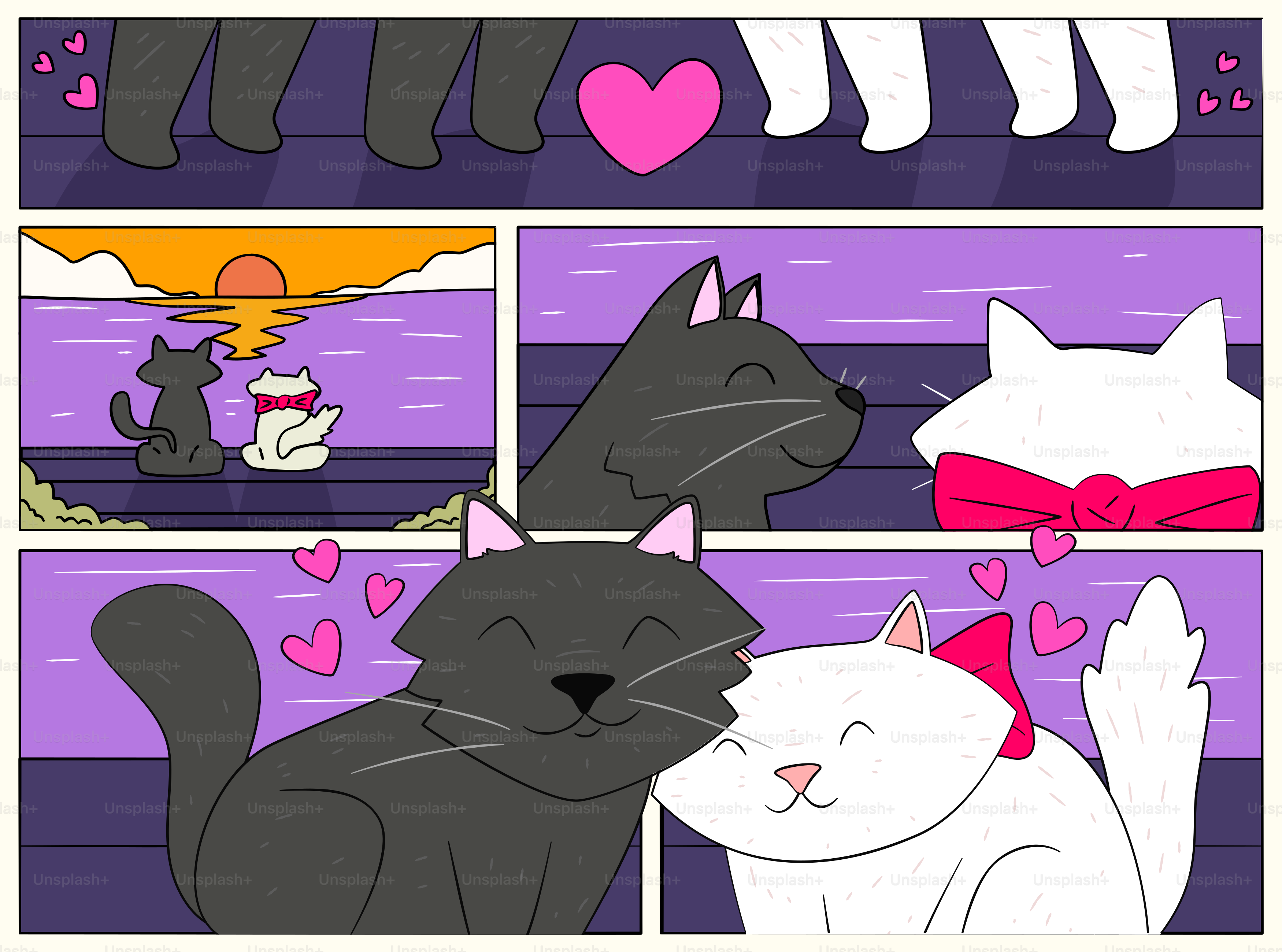Cats are in love and enjoying romantic moments.
