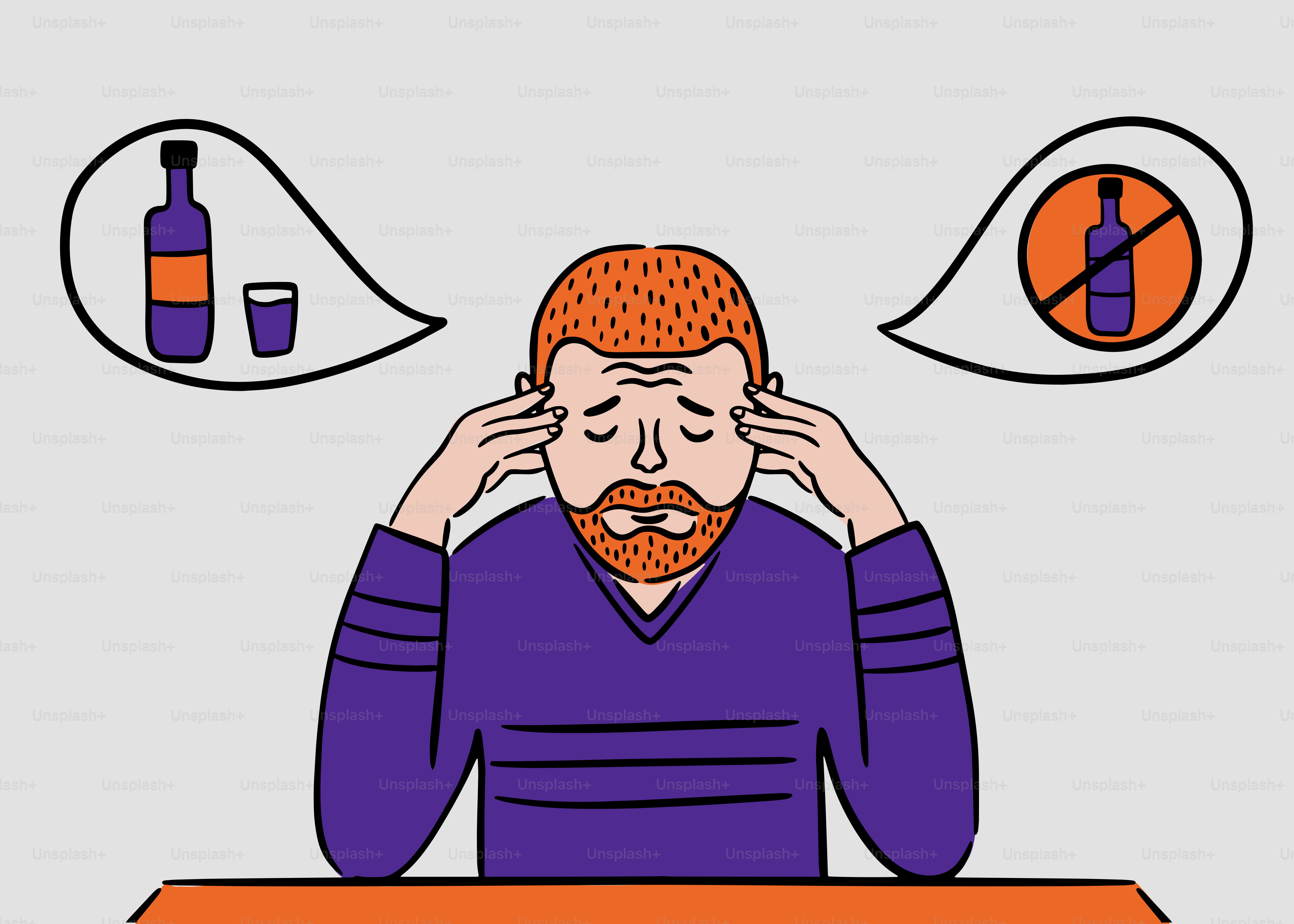 A man contemplates alcohol use versus abstinence.