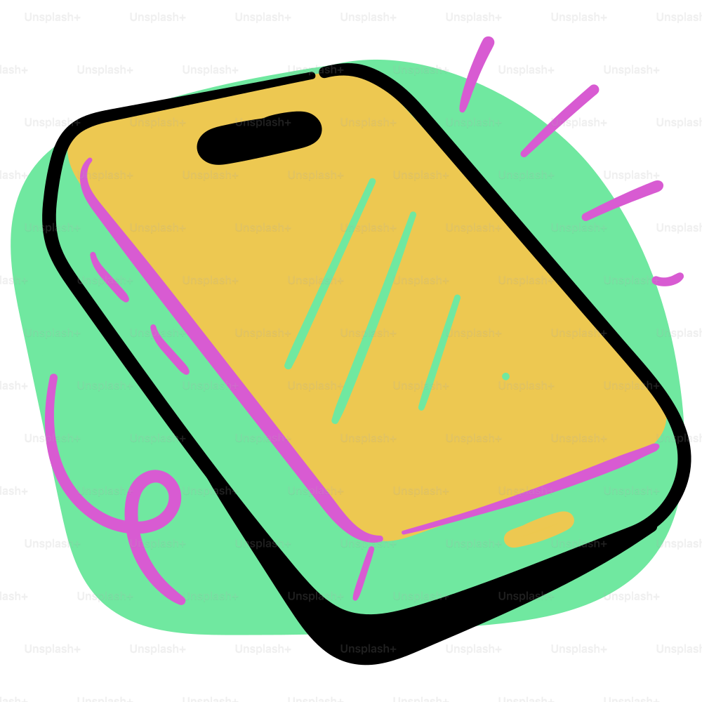 Here's a short caption: a cartoon smartphone with a green circle.