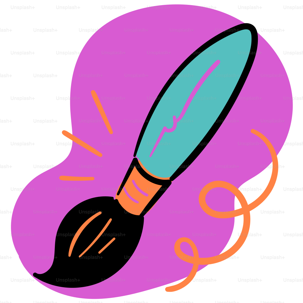 Hier ist eine Bildunterschrift: Kunstpinsel-Symbol vor einem leuchtend violetten Hintergrund.