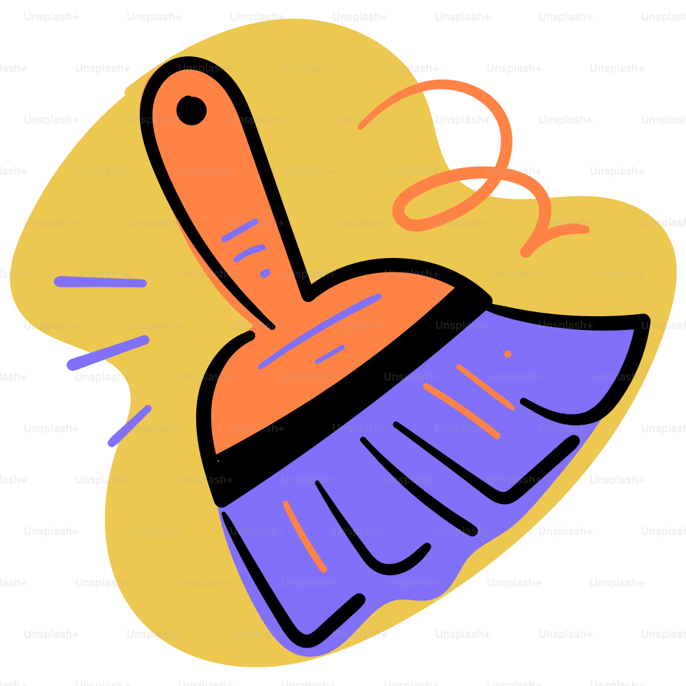 A colorful cartoon brush is ready to clean.