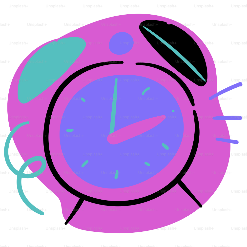It's a colorful illustration of an alarm clock.