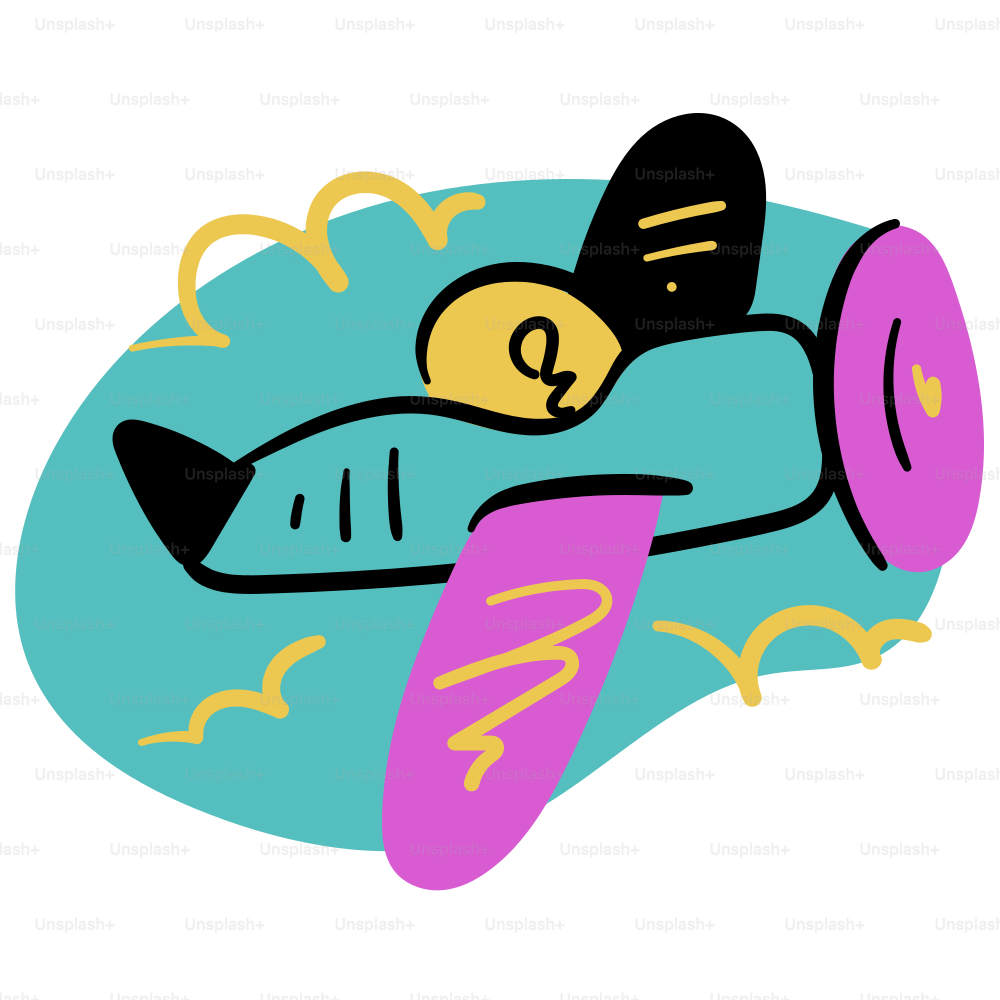 Um avião de desenho animado está pronto para voar.