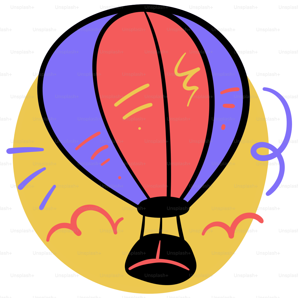 A colorful hot air balloon takes flight.