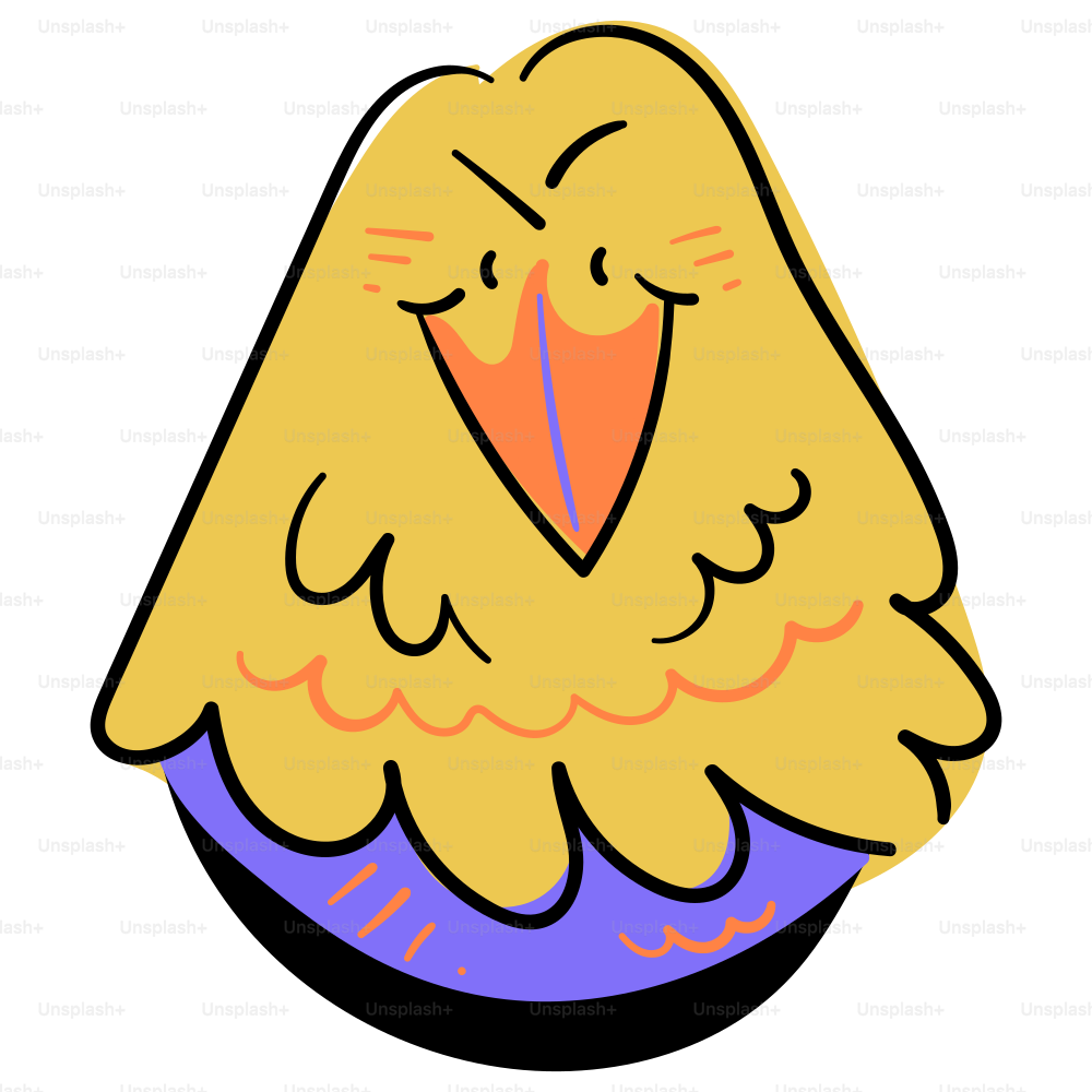 Aquí va un pie de foto: un pájaro amarillo sonríe con picardía.