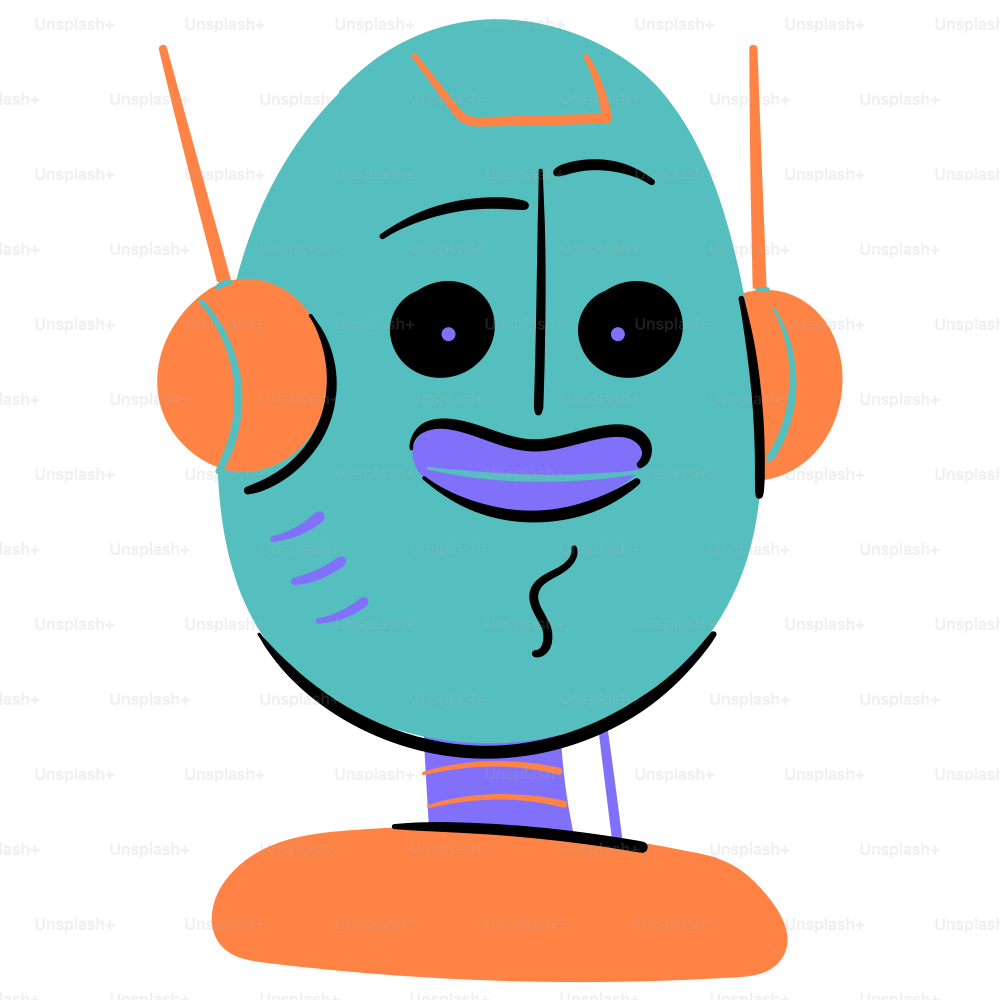 A cartoon robot with a curious expression.