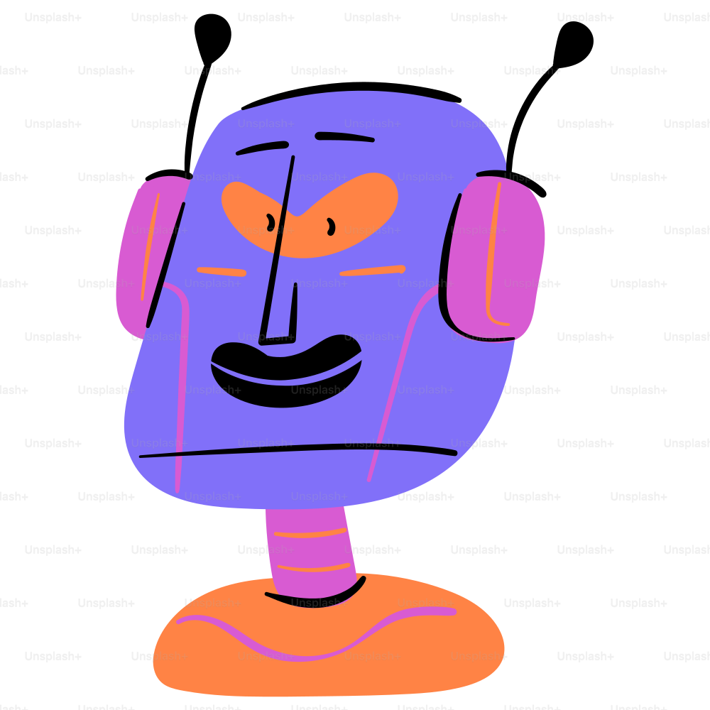 Un robot de dibujos animados con antena.