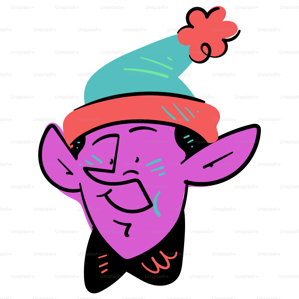 A festive elf with a cheerful smile.