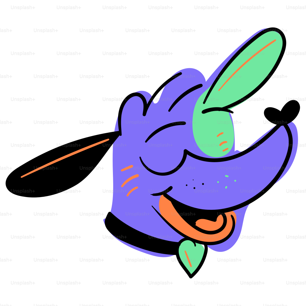 Un perro animado sonríe con los ojos cerrados.