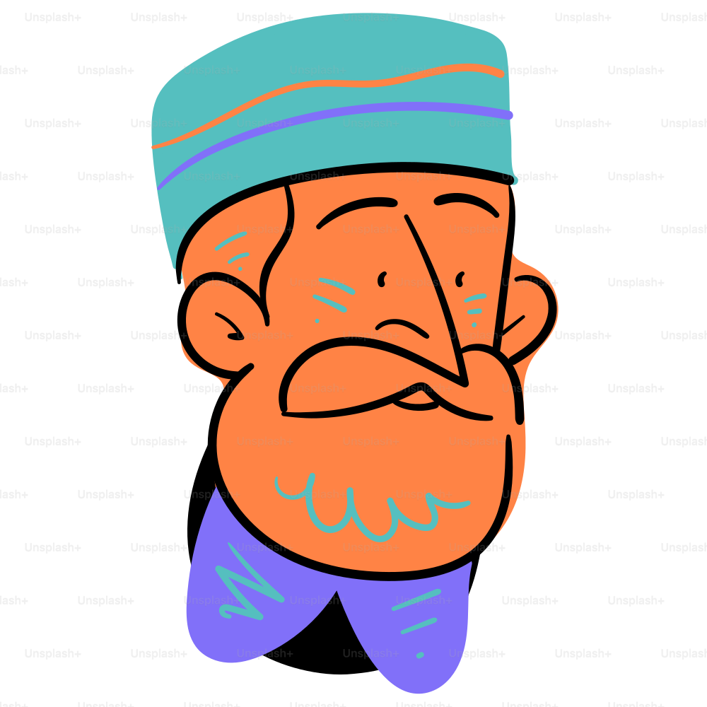 A cartoon portrait of a man.