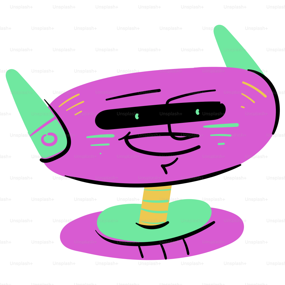 Here's a caption: a smirking, cartoon-like purple alien. vector ...