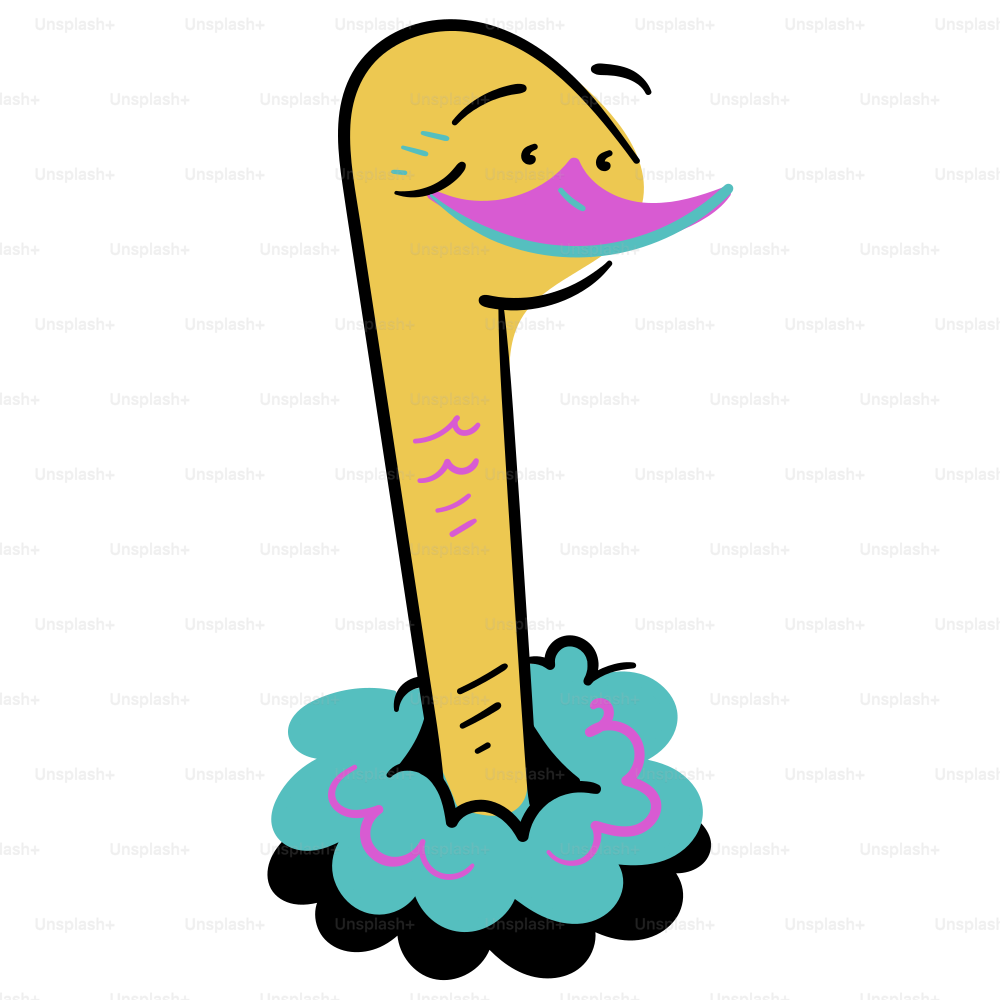 Un avestruz de dibujos animados feliz sonriéndote.