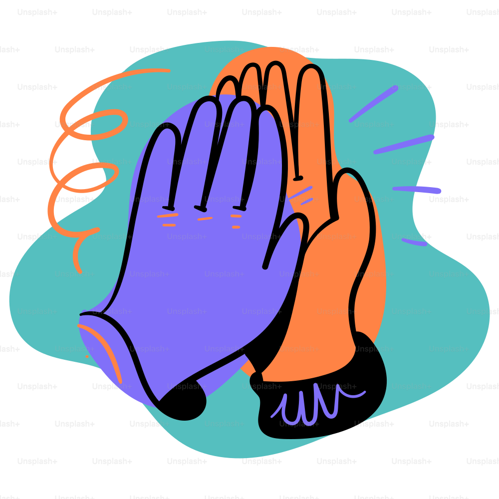 High Five zwischen zwei bunten Händen.