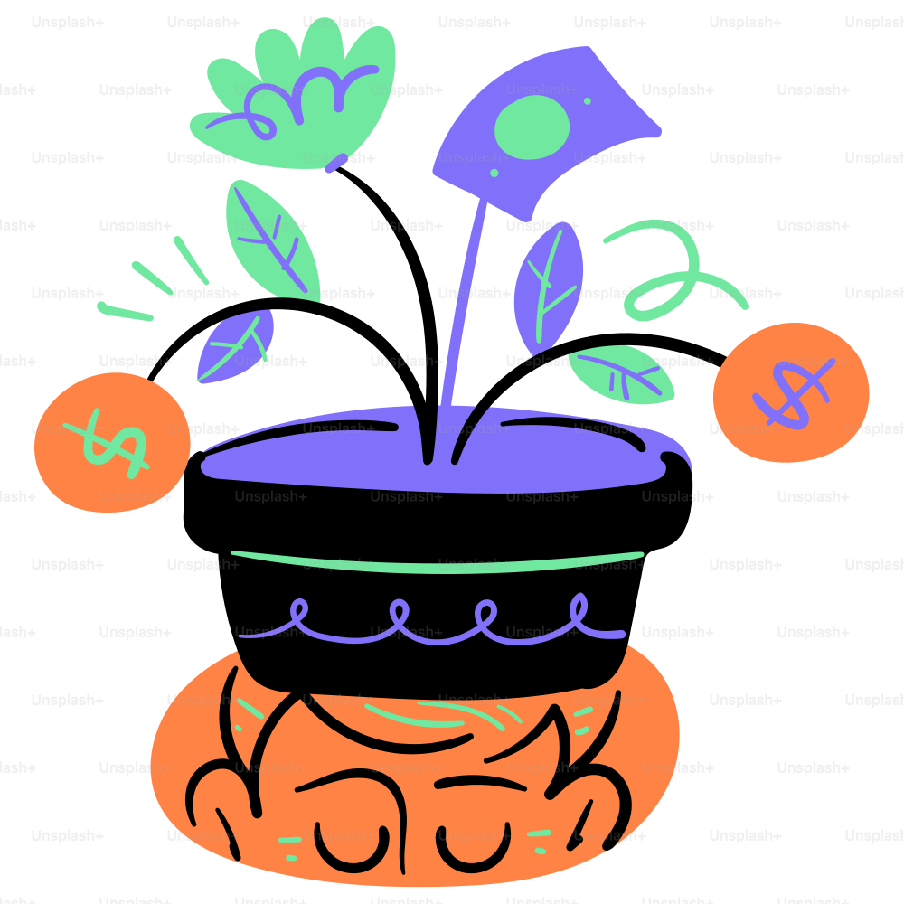 El dinero crece como flores en esta maceta.