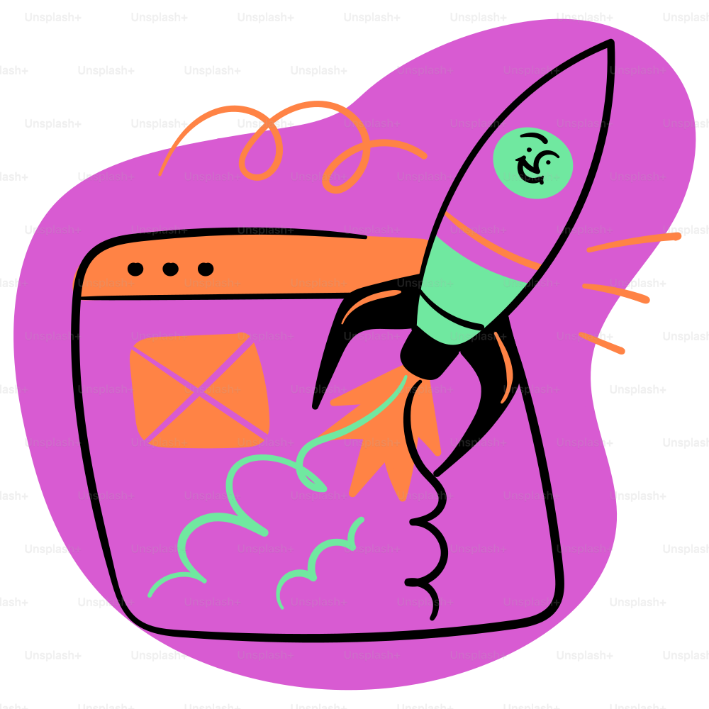 Rocket ship launching from a computer screen. vector – Vector Image on ...