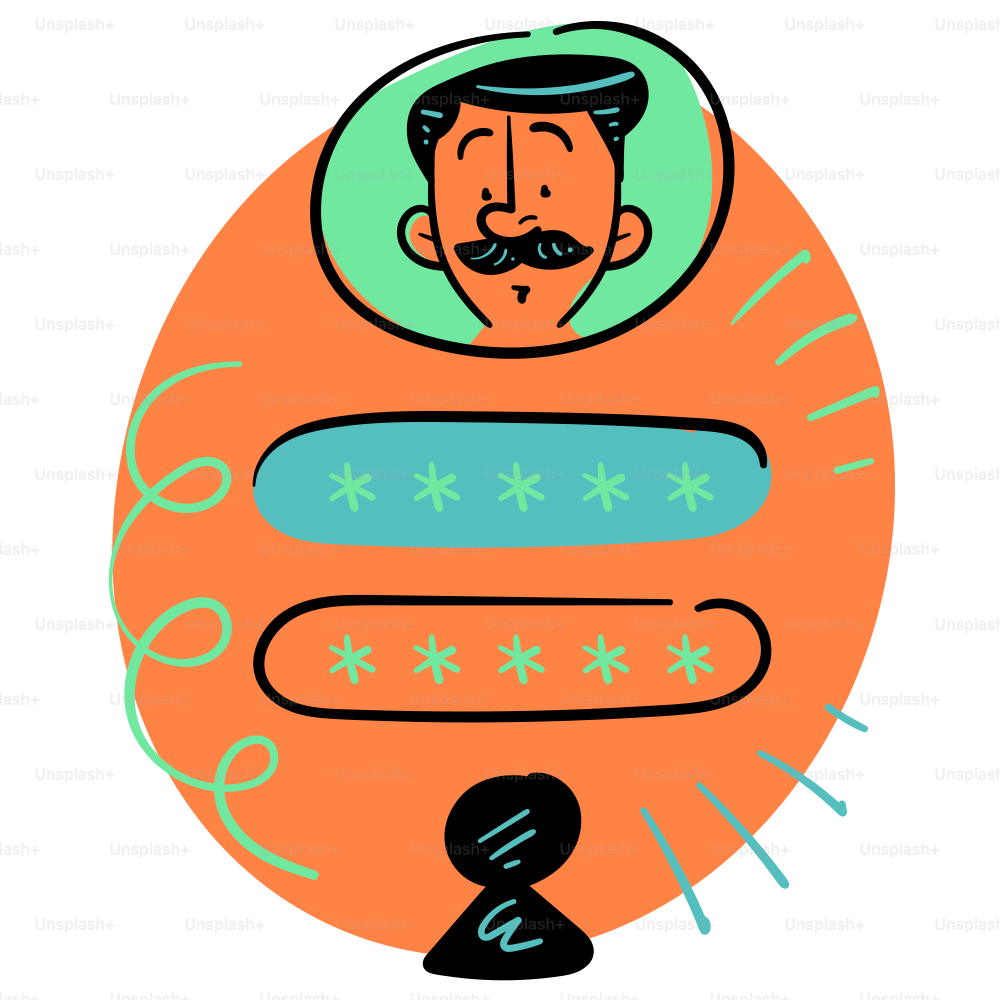 A man logs into an account with a password.