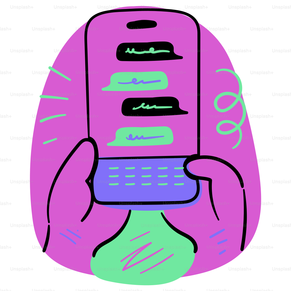 Hands are texting on a smartphone.