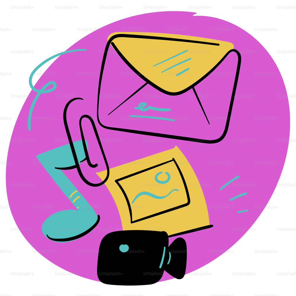 Illustration d’icônes par email, vidéo et image.