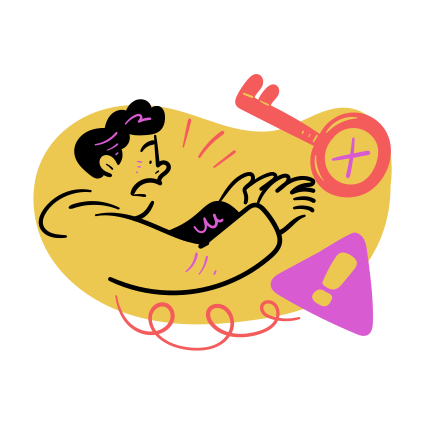 A worried person reaches for a key.