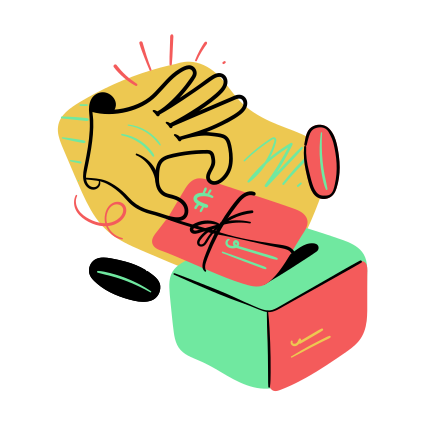 Quelqu’un donne de l’argent dans une boîte.