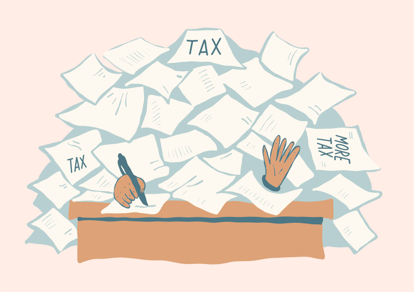 Taxes piling up: a lot of paperwork!