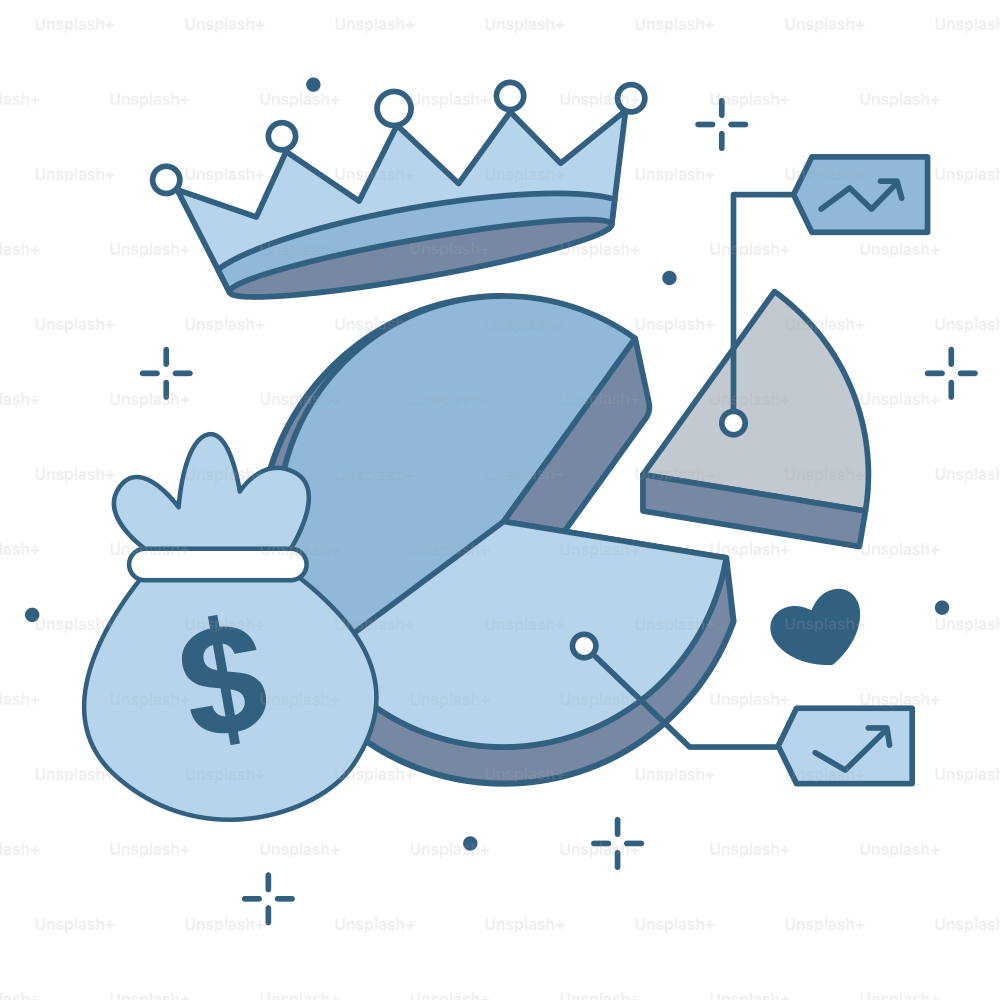 Sucesso nas finanças representado por gráficos e símbolos
