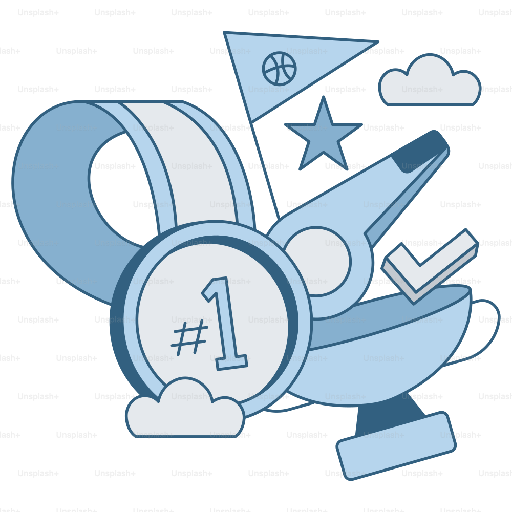 Sports-themed illustration with winning and approval elements.