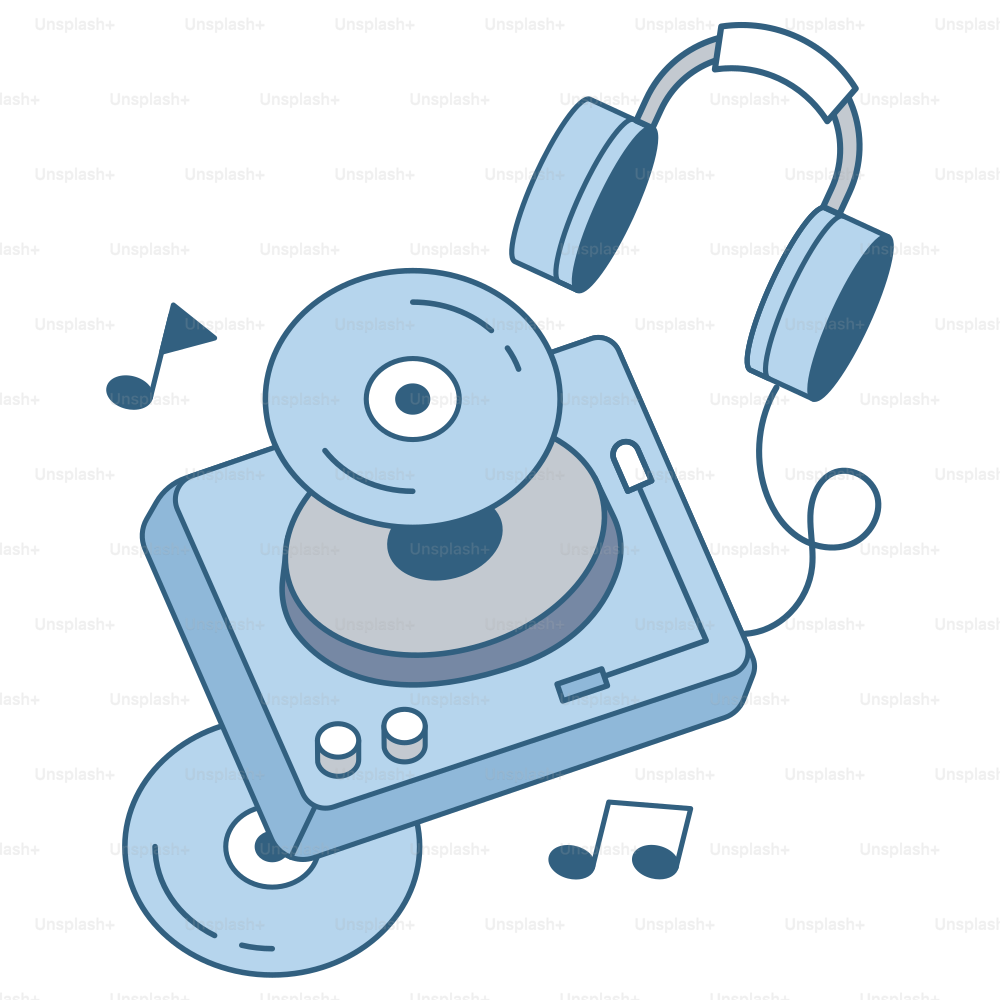 Turntable, records, and headphones: a musical vibe.