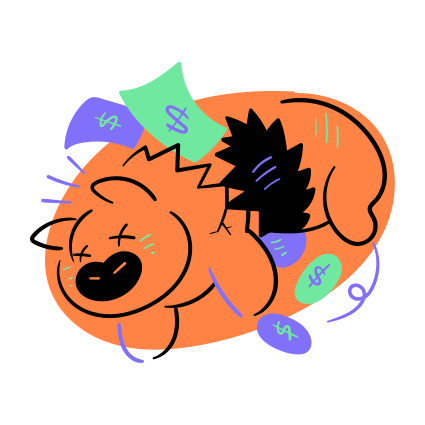 A pig with a gash spills money.