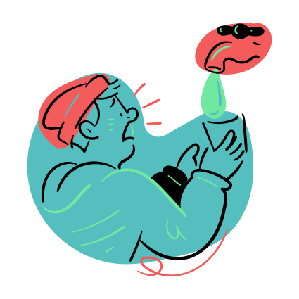 A person is shocked while holding a cup.