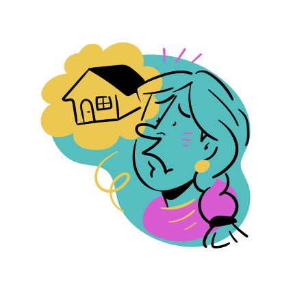 A woman is dreaming of a house.