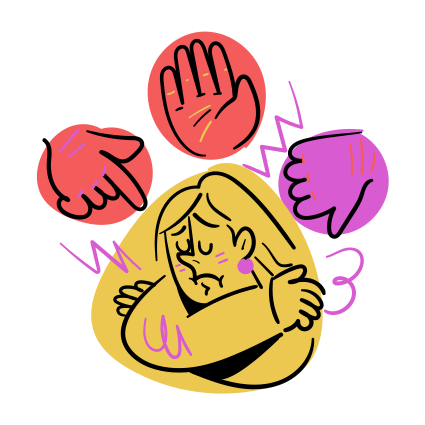 A woman is depressed with negative reactions.