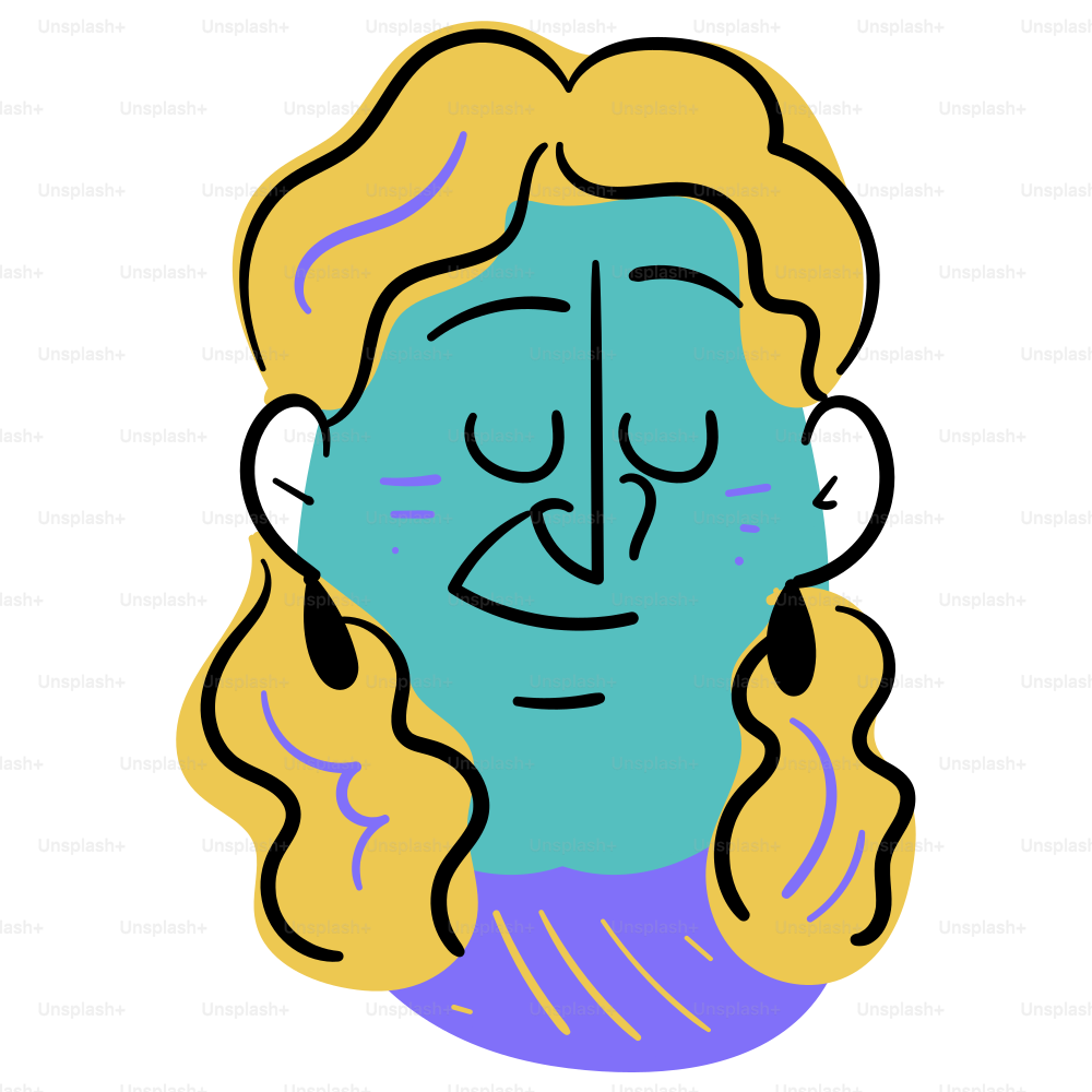 A cartoon head with closed eyes.