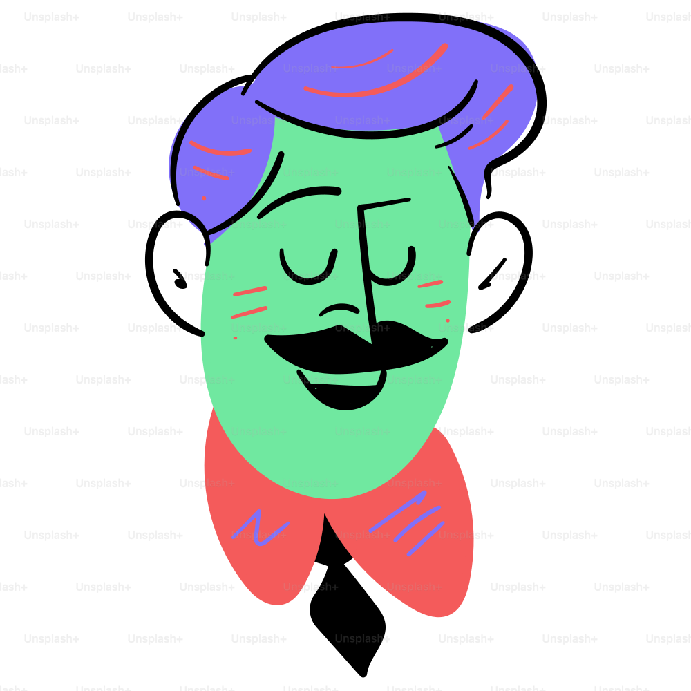 A cartoon man with a mustache and bow tie.