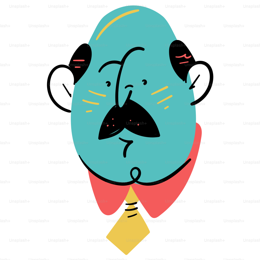 A quirky illustration of a man's face.