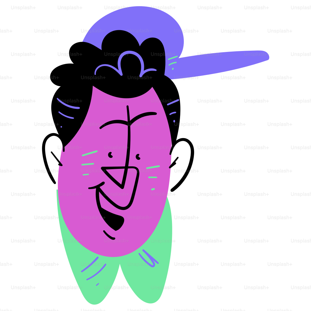 Here's a possible caption: a cartoon person smiling with a hat.