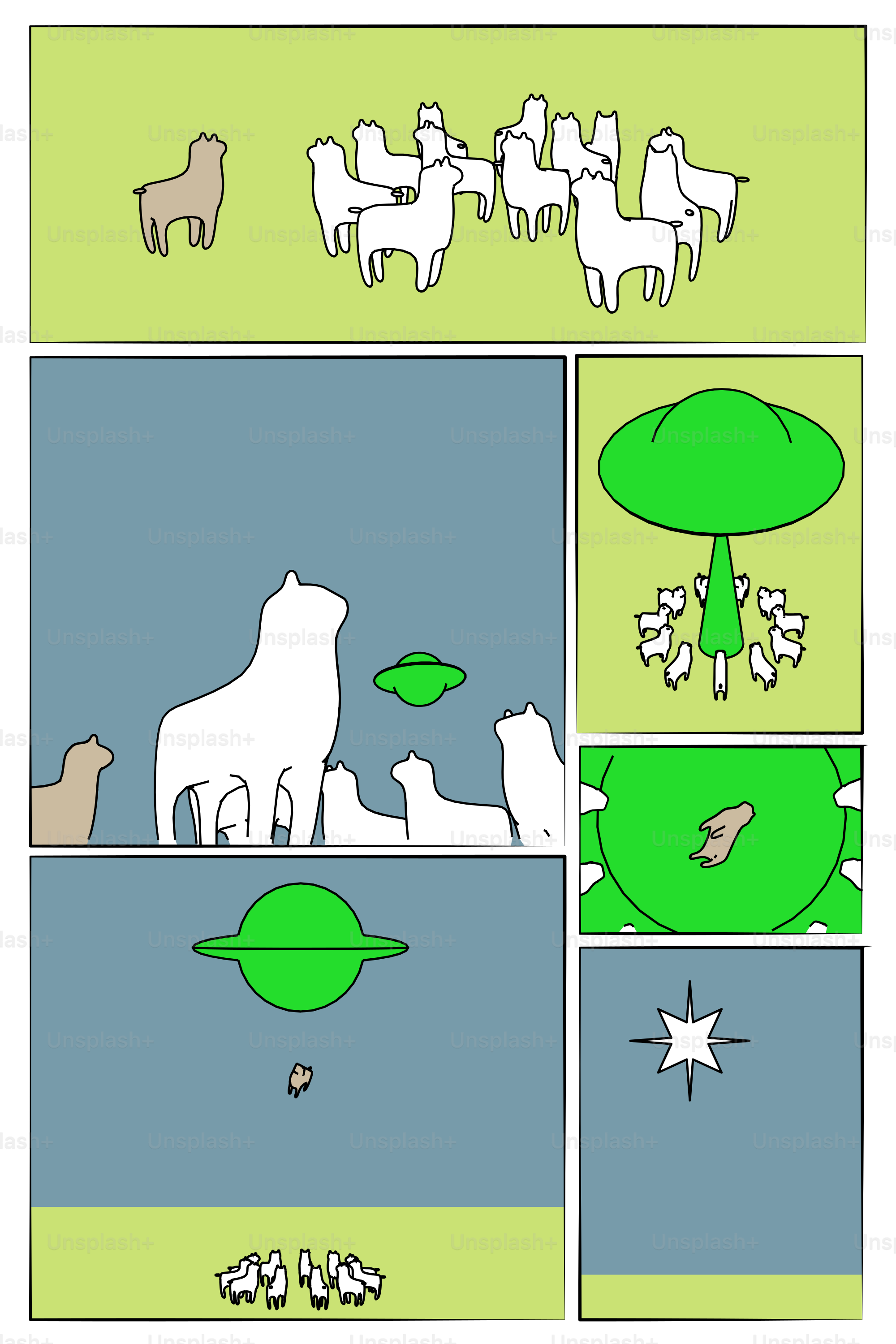 Sheep are abducted by a ufo.