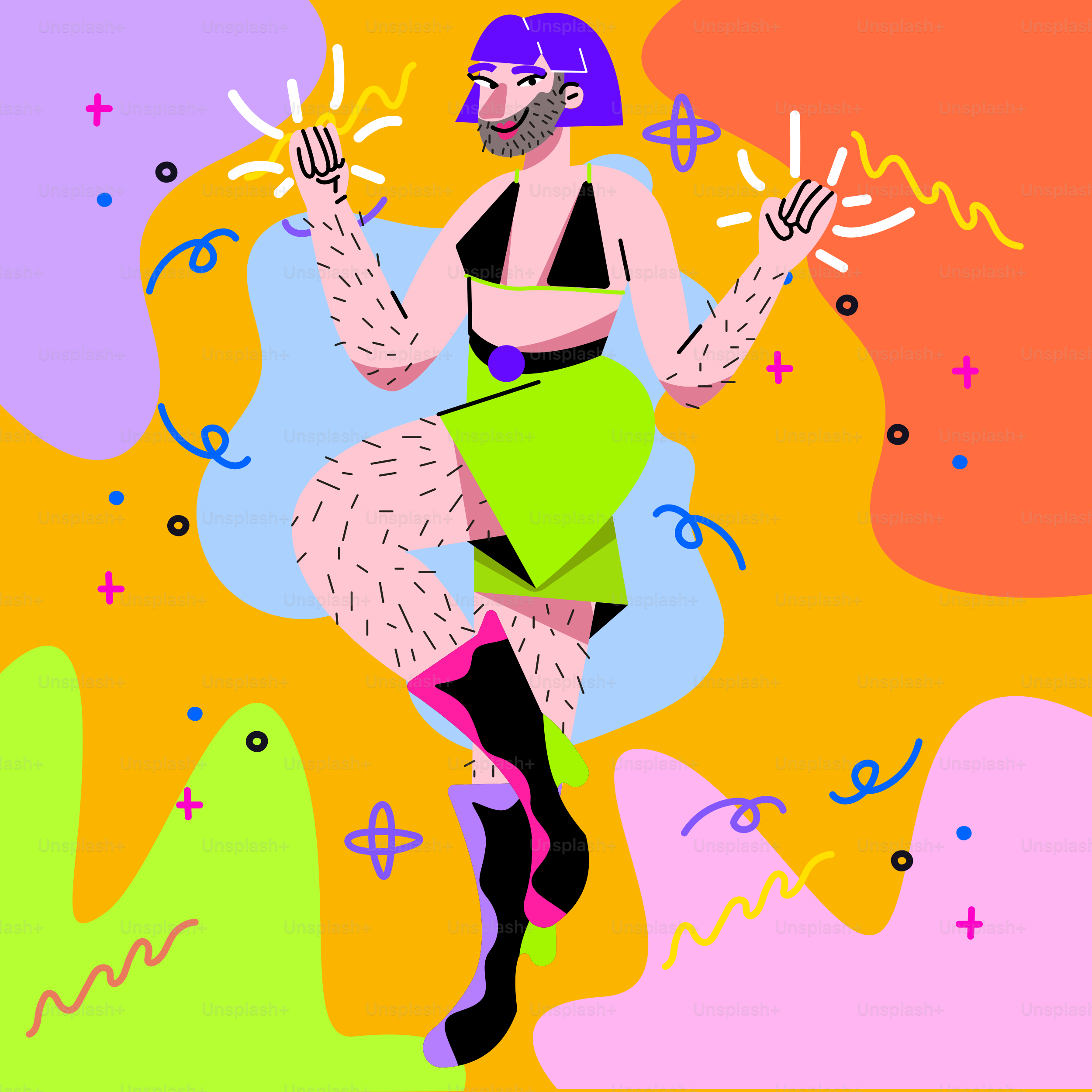 A colorful illustration of a confident person.