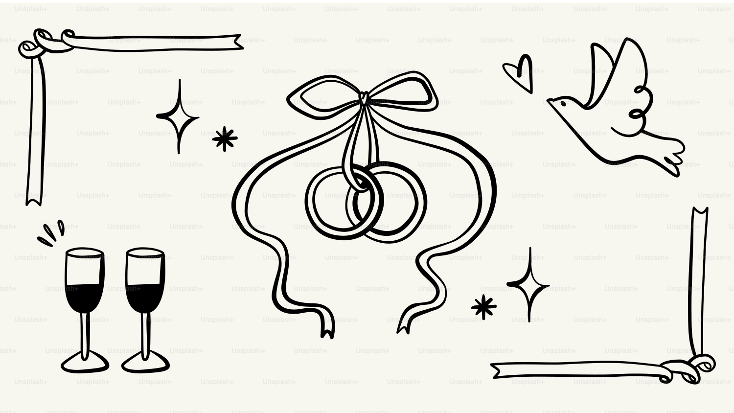 Les illustrations en ligne sur le thème du mariage incluent des bagues, des  colombes et des verres à champagne. vectoriel – Image de Amour sur Unsplash, image size:3000x1688