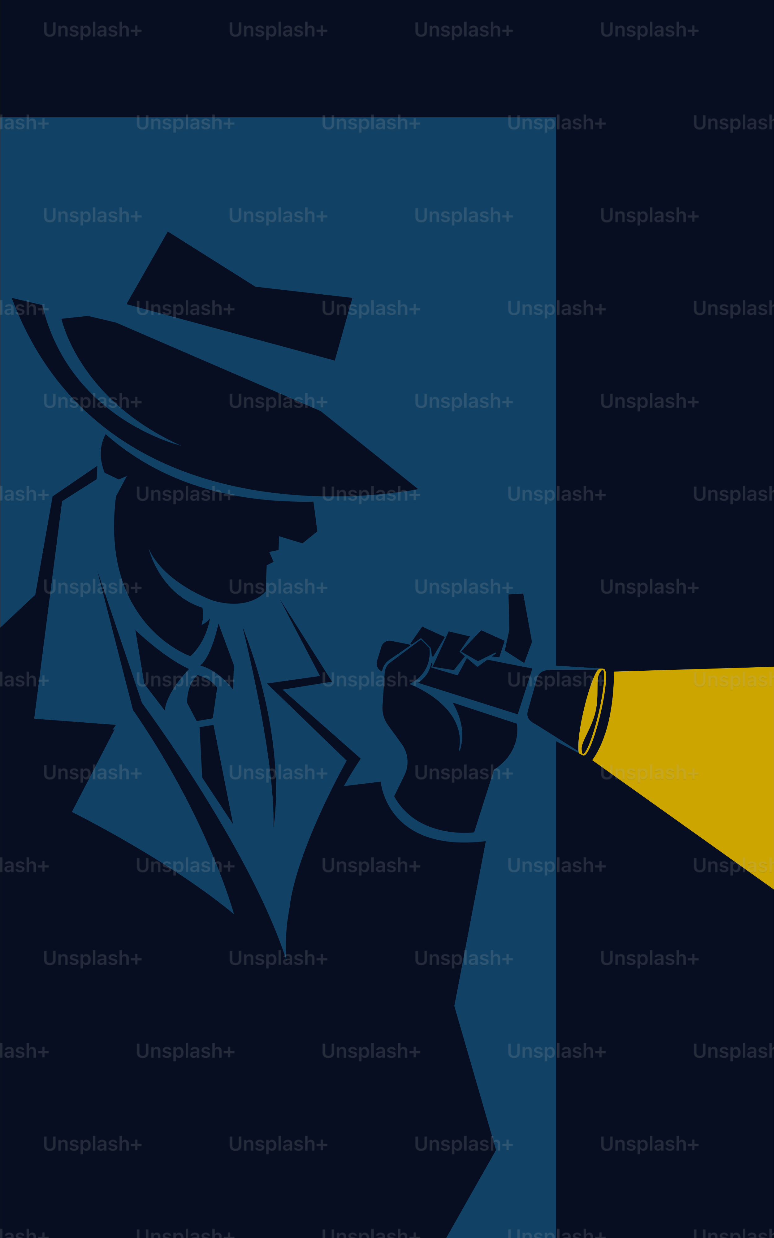 A detective holds a flashlight in the dark.