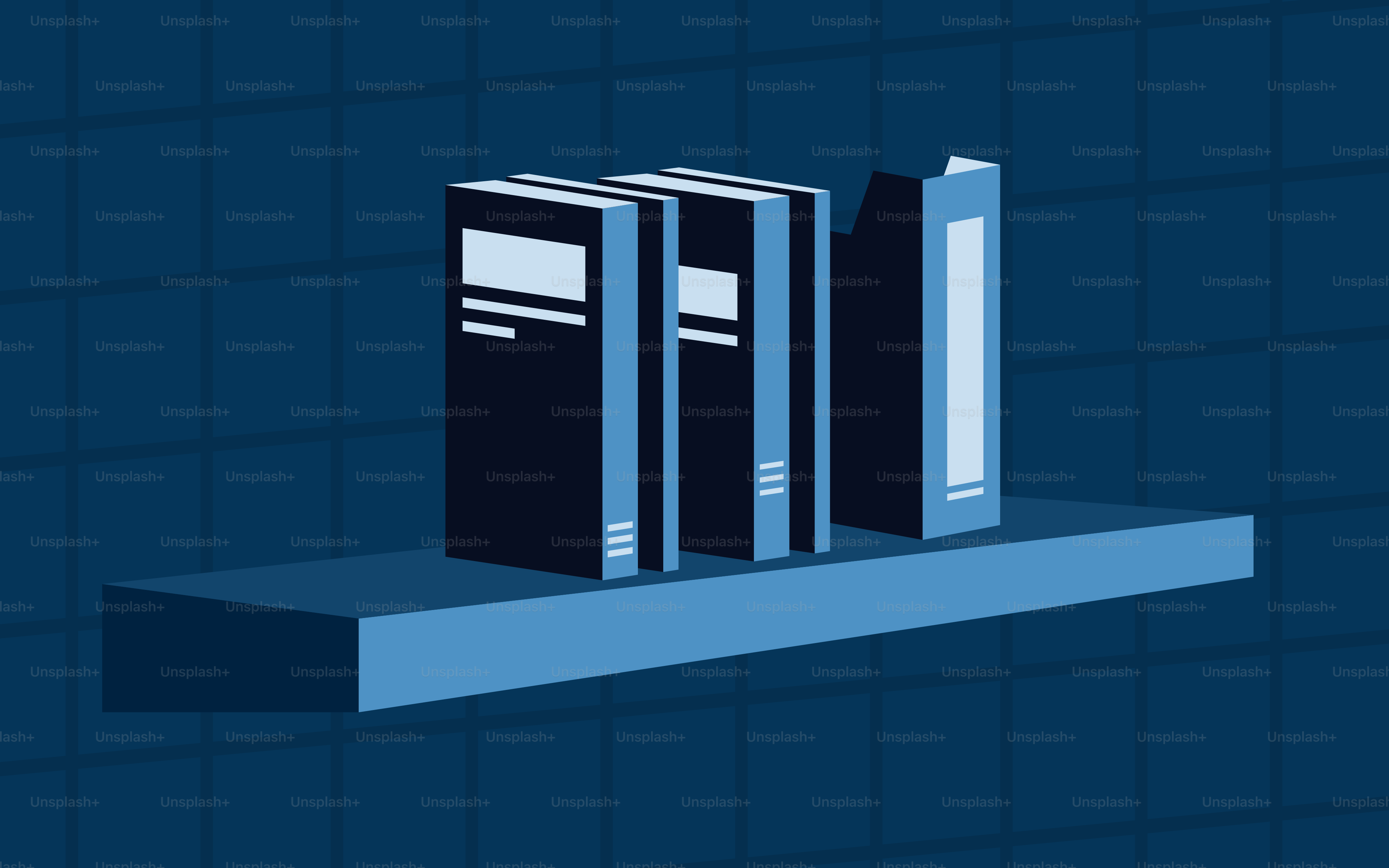 Books on a shelf in a blue room