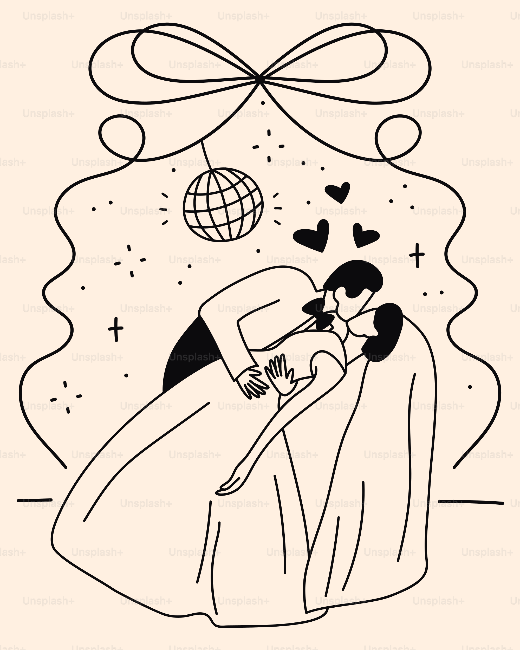 A couple kisses under a disco ball.