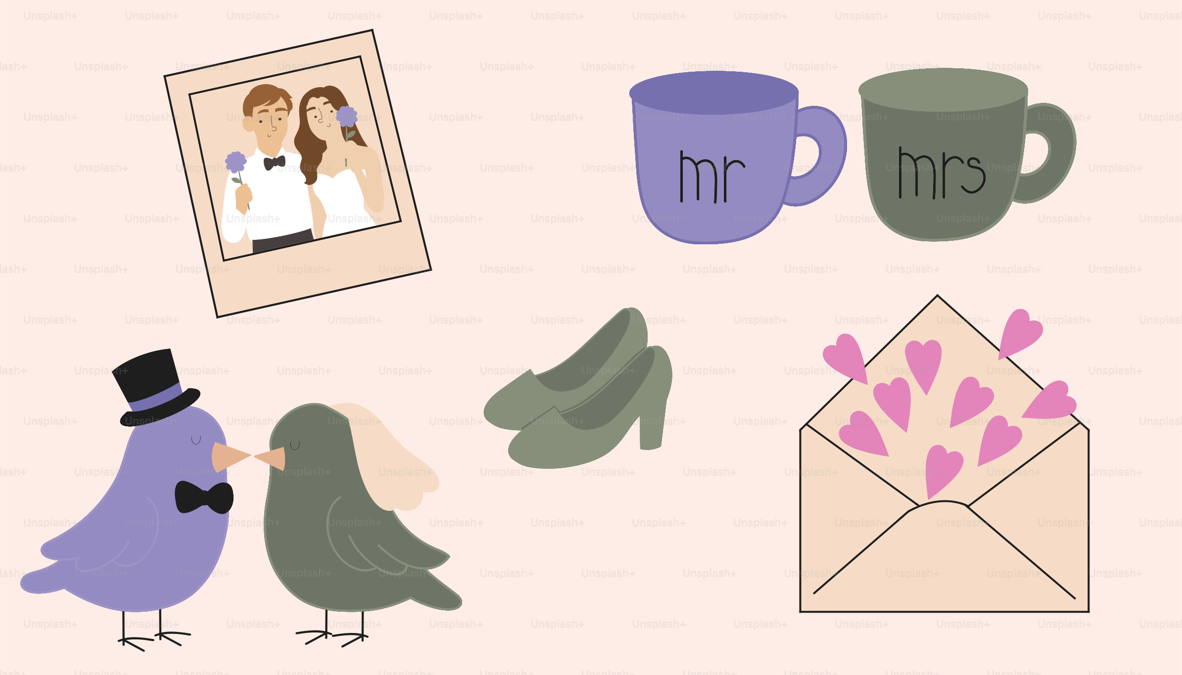 Bilder und Symbole zum Thema Hochzeit.