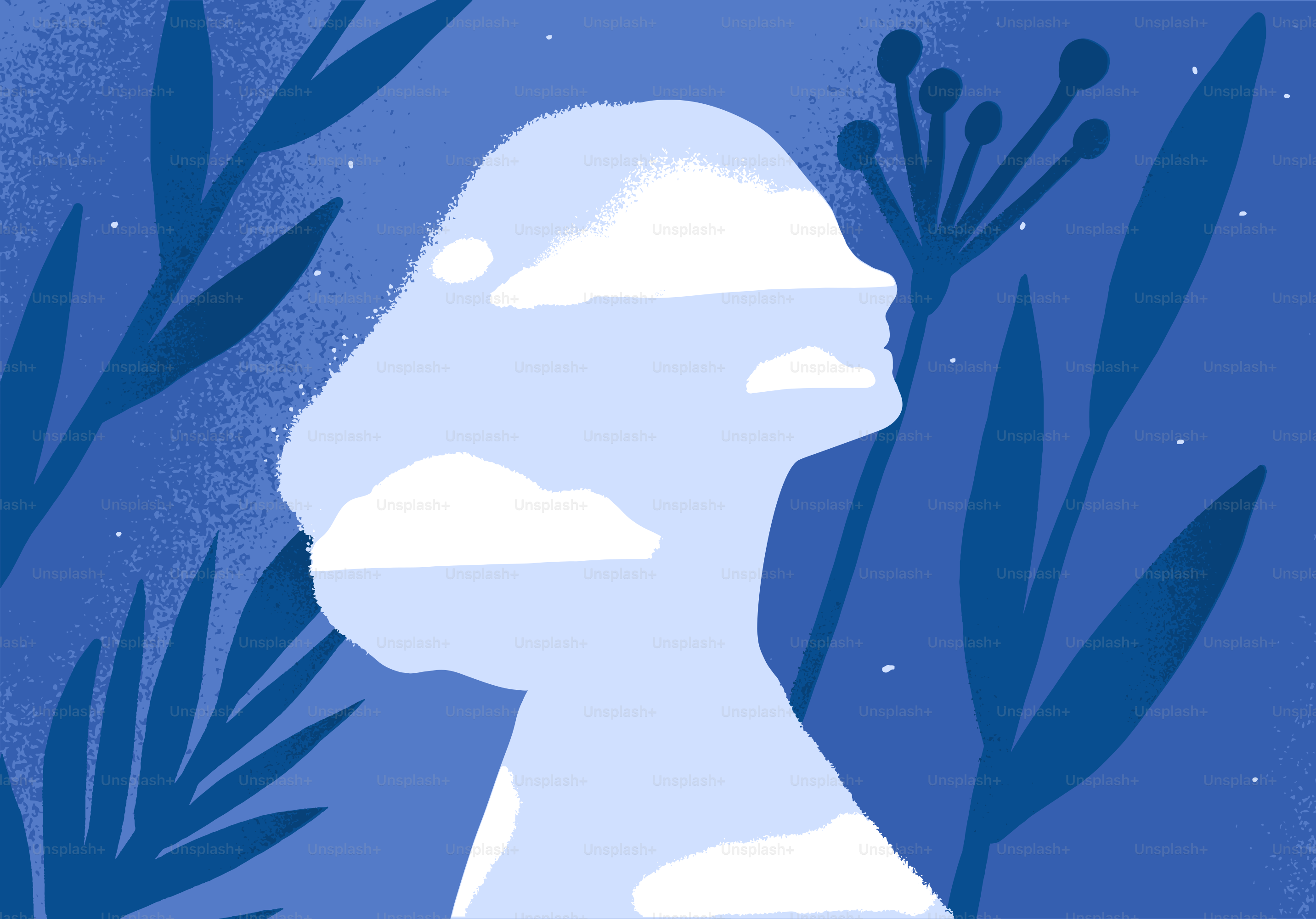 Clouds fill a woman's silhouette.